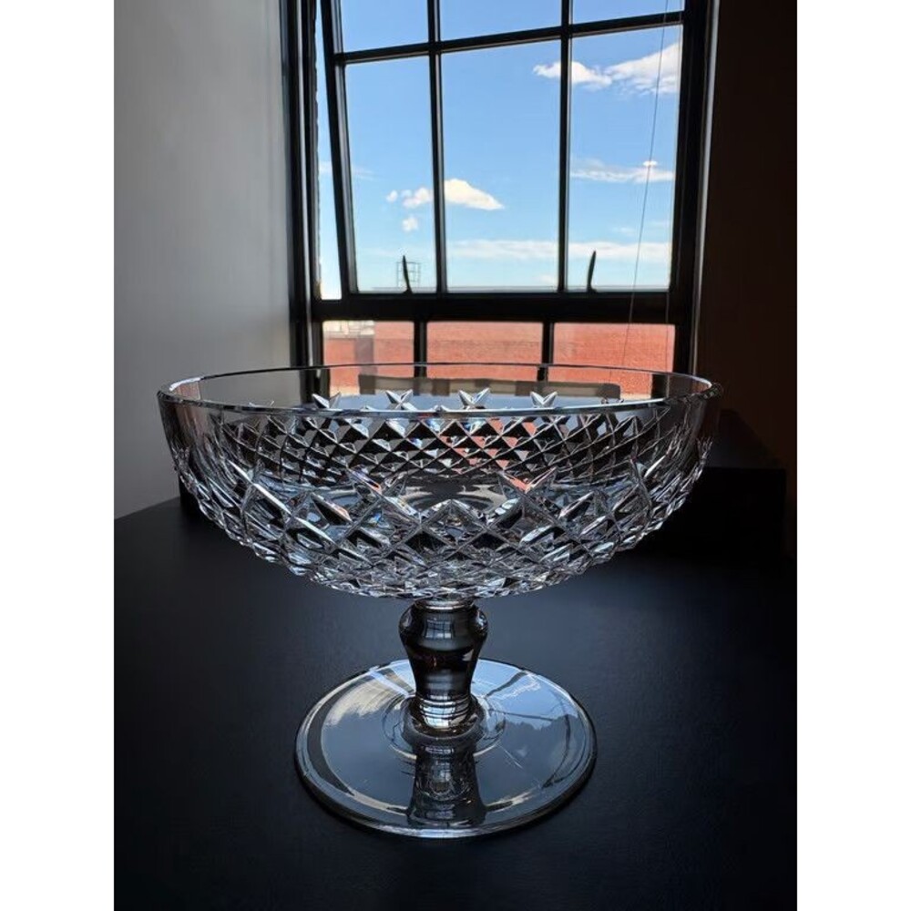 Waterford Cut Crystal Pedestal Compote Bowl Signed Vintage